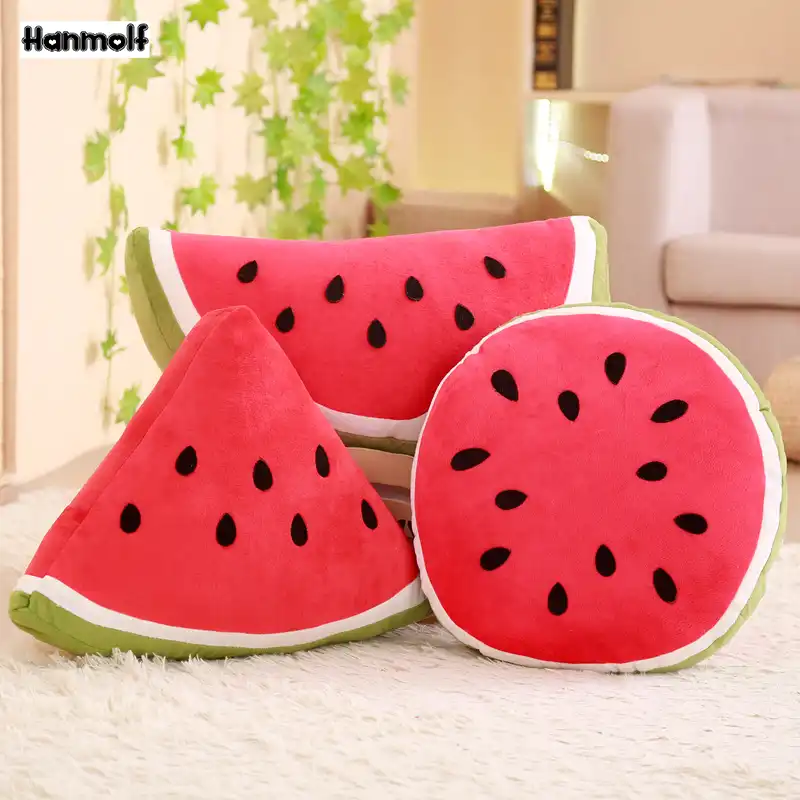 Watermelon Slice Round Watermelon Plush Doll Fruits Stuffed Toy Decorative Sofa Chair Bed Throw Pillow Plush Plants Gift