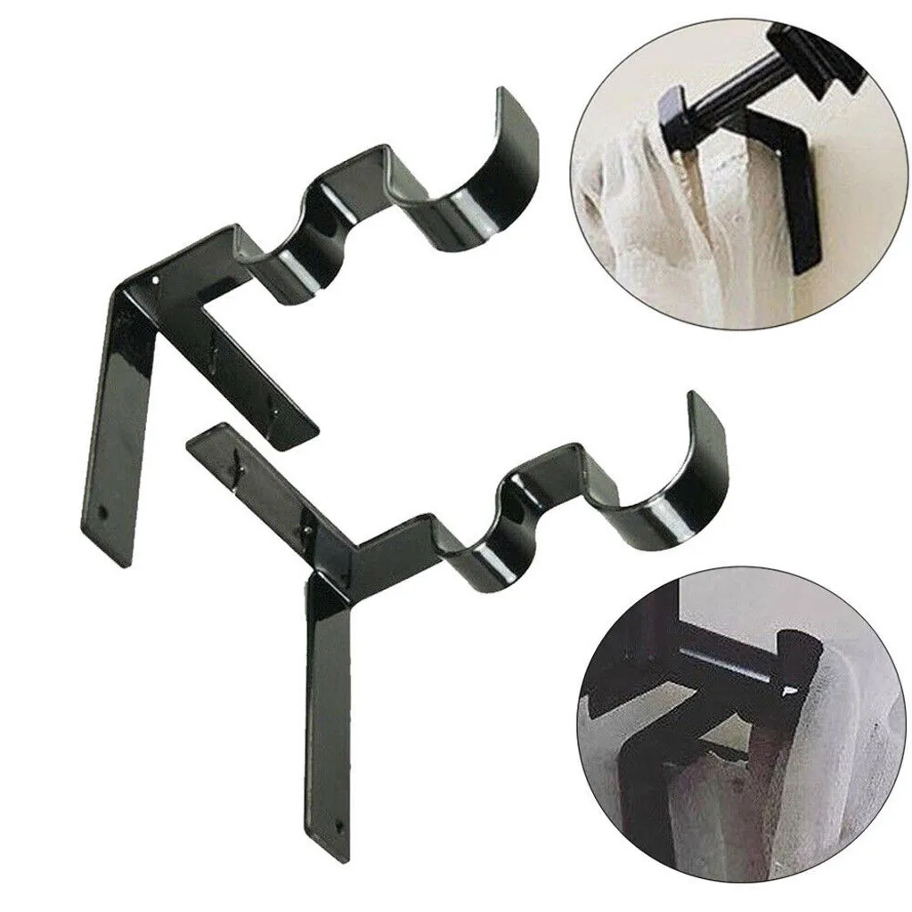 

Kitchen Racks 2 Sets 4 PCS Practical Single Hang Curtain Rod Holders Bracket Into Window Frame Curtain Rod Bracket For Home #45