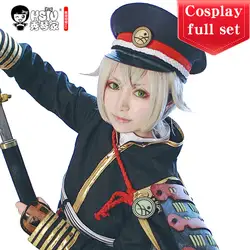 HSIU_NEW Косплей хотарумару костюм "Touken Ranbu-онлайн" одежда полный комплект и парик с армированной шляпой носки плащ полиэстер