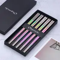 Luxus 10 Pairs Geschenk 304 Edelstahl Chinesischen Stäbchen Box Set Umweltfreundliche Metall Chop Sticks Geschirr Küche Werkzeug