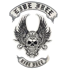 LIVE FREE RIDE FREE, нашивки с черепом, вышивка, Железная на заказ, нашивка для одежды, куртки, крутые наклейки для аппликаций, железная нашивка