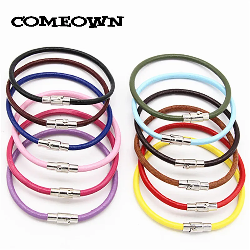 COMEOWN, женские модные браслеты и браслеты, 10 шт, 3 мм, 16-25 см, нержавеющая сталь, магнитная кожа, очаровательный браслет, мужские ювелирные изделия
