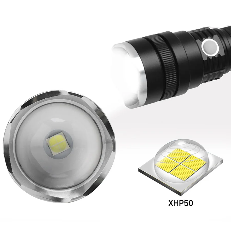 XHP50 светодиодный светильник-вспышка с зарядкой от USB, тактический фонарь с приближением 3000 люменов, масштабируемый светильник с аккумулятором 26650 18650, фонарь, охотничий светильник