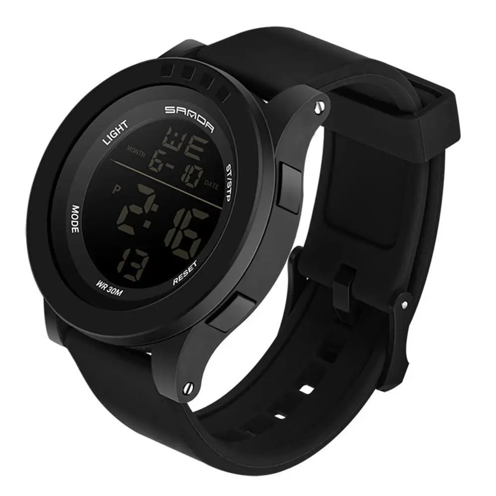Супер тонкие спортивные часы мужские электронные светодиодный цифровые наручные часы водонепроницаемые Авто Дата часы reloj - Цвет: Черный