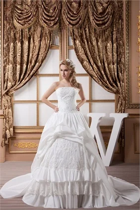 Amazing Ball Gown Strapless Court Train Satin Wedding Dress | Свадьбы и торжества
