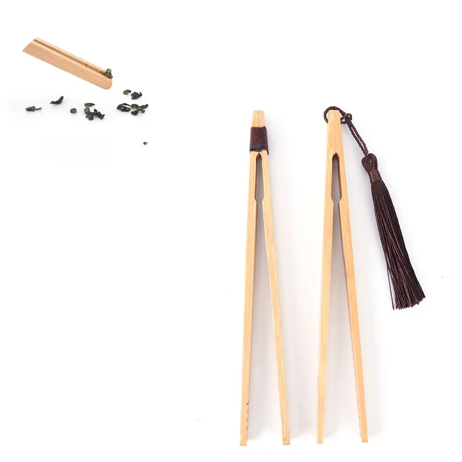 

1Pc Tongs Bamboo Kitchen Salad Food Toast Wooden Tea Tweezer Bacon Tea Clip