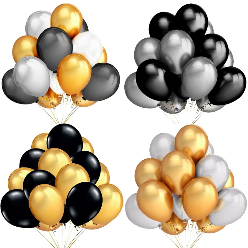 

20pcs/lot 12inch Pearl Gold Silver Black White Latex Balloons Wedding birthday Party Decoration helium balloon Kids Gifts supply