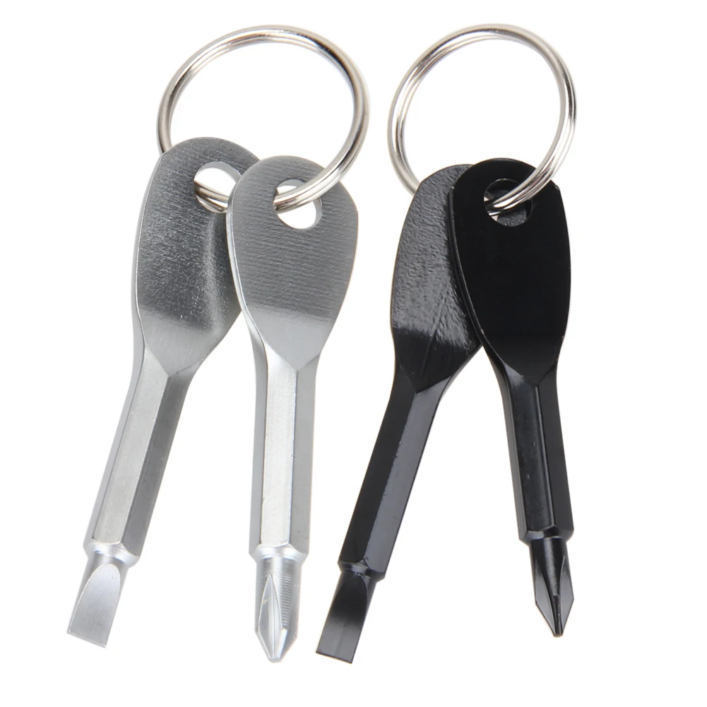 

2Pcs Stainless Steel Multi Tools Key Ring EDC Screwdriver Set Pocket Outdoor Tool Set Multitools Keychain Sliver Black