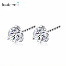 LUOTEEMI серьги-гвоздики, Стерлинговое Серебро, 4 размера, простой дизайн, винтажные ювелирные изделия, подарок для подруги, жены, мамы, свадьбы, выпускного вечера