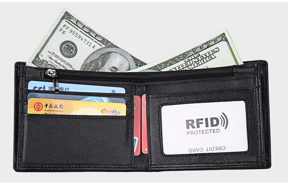RFID мужской кошелек кожаный бумажник Crazy Horse кожаный Короткий Повседневный карман бумажник на молнии Portomonee 753-40 мужской короткий кошелек для монет