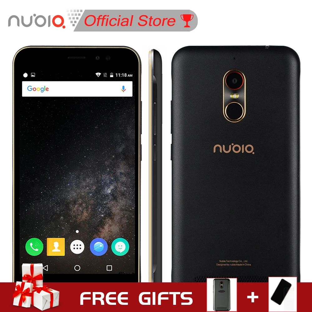 Nubia N1 Lite NX597J 5.5inch HD Mobile Phone MT6737 Quad Core 2GB RAM 16GB ROM 4G FDD LTE 8.0MP 3000mAh Android 6.0 Fingerprint