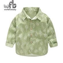 Розничная, рубашка с длинными рукавами для детей от 2 до 8 лет хлопковая повседневная детская одежда с воротником рубашка с принтом для мальчиков весна-осень