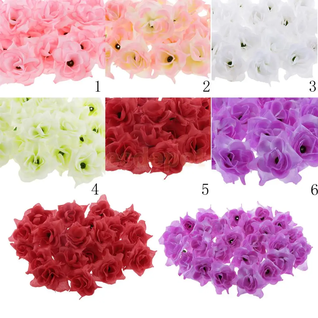 50x Artificial Silk Triangle Rose Flower Heads Bulk Wedding Decoration