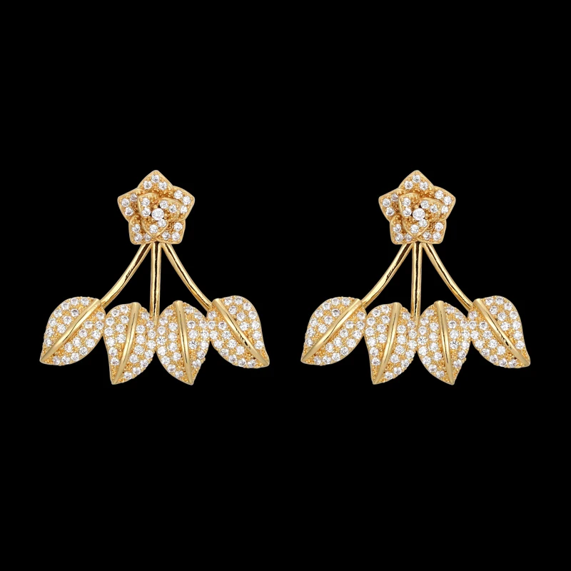 

Lanyika Fashion Jewelry Promotion Luxury Elegant Vivid Simple Leaf Earrings Stud Micro Pave for Wedding Party Popular Best Gift