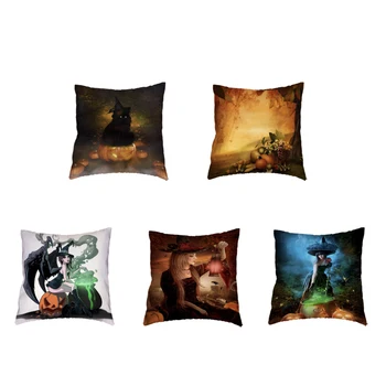 

Thanksgiving Decoration [Pillow Cover Pumpkin Lamp Witch Linen Family Throw Pillowcase Living Room Sofa Chair Decor Accessories