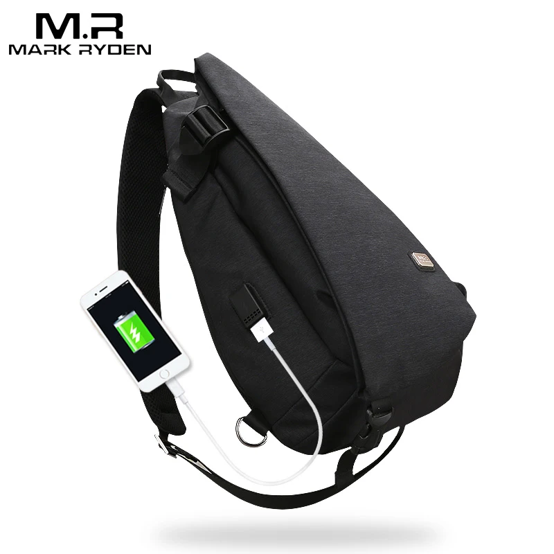 

Mark Ryden New USB Design High Capacity Chest bag Men Crossbody Bag Suit for 9.7 inch Pad Waterproof Shoulder Bag