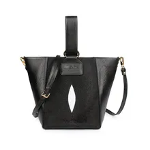 Натуральная кожа ската женская маленькая Трапециевидная сумочка экзотическая натуральная кожа женская черная сумка женская сумка через плечо