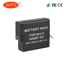 JHTC 1pc 1250mAh AHDBT 501 AHDBT601 501 Gopro 6 battery Gopro hero 5 batteries for Go