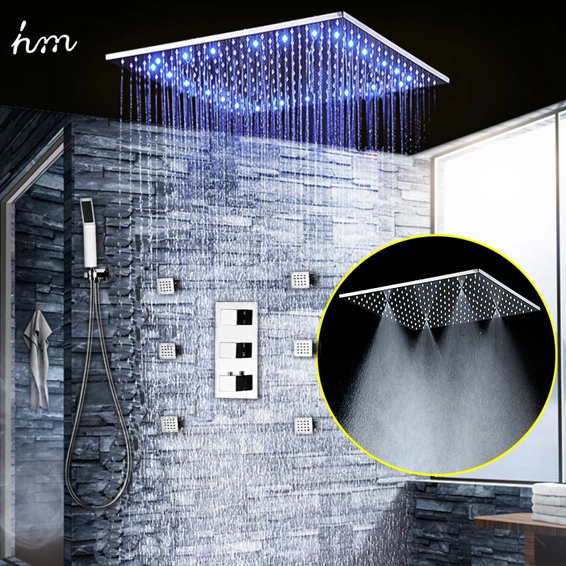 6 Massage Jets SUS 304 Bathroom Ceiling Overhead Rain shower Set Four