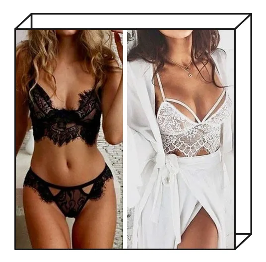 Women Lace Sexy Deep V Back Bralette Set 2019 Fashion 1PC Push Up Top Soft Transparent Cup Lingerie Trim Straps Bra Beauty Decor