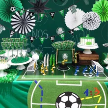 7pcs Soccer Theme Party Decorations Set Happy Birthday Pennant Banner/Paper Star/Paper Fans/Polka Dot Tissue Pom Sports Birthday girls pom pom detail polka dot sweater