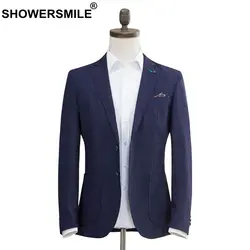 SHOWERSMILE темно синие блейзер для мужчин Smart повседневное Пиджаки Slim Fit костюм для 5xl печатных осень британский официальные пиджаки Новый