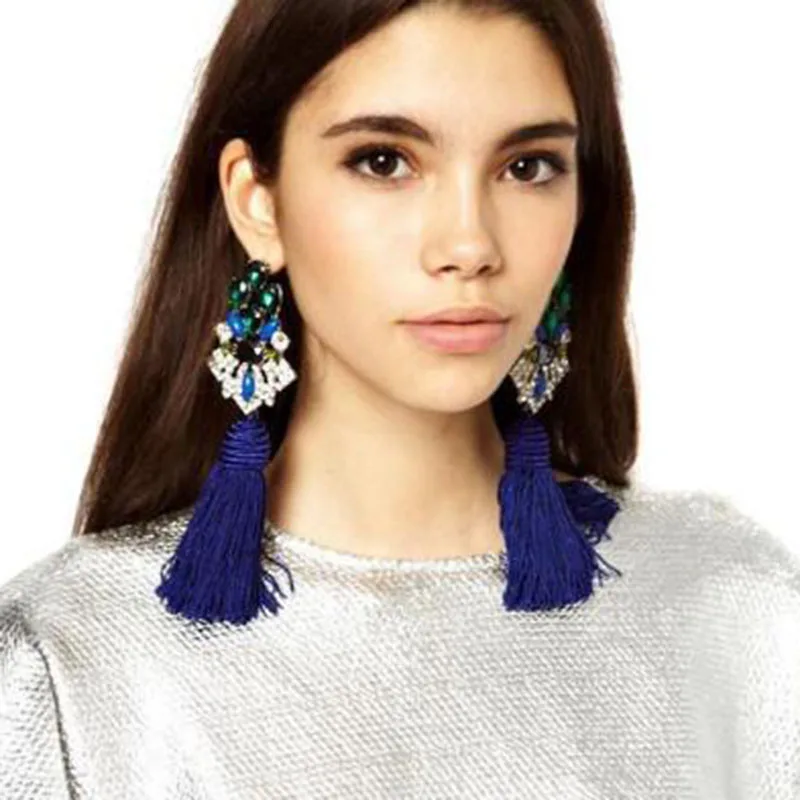 

Best lady 2017 New Arrival Fashion Bijoux Tassel Statement Earrings Jewelry Women Wedding Party Drop Dangle Earrings Female 5546
