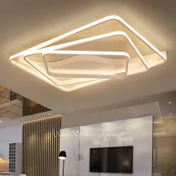 Современные светодиодные люстры для гостиная спальня алюминий волна прямоугольник круг сверкающая люстра Lightin высокий потолок Chandelers