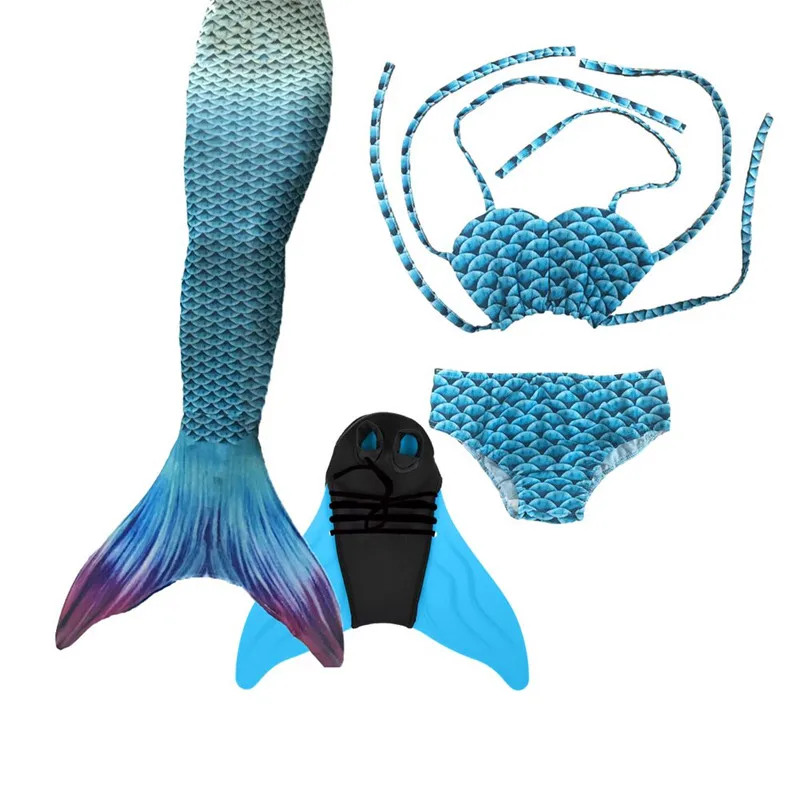 Chicas nadando monoaleta con colas de sirena traje de los niños del traje de Cosplay y de Fin de la sirena de las niñas de baño natación Flipper