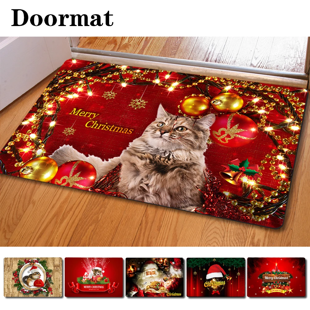 クリスマス 3D ペルシャ猫印刷多機能塵カーペット (40*60 センチメートル) デスクパッドリビングフェルトカーペットベッドルームフロアマット
