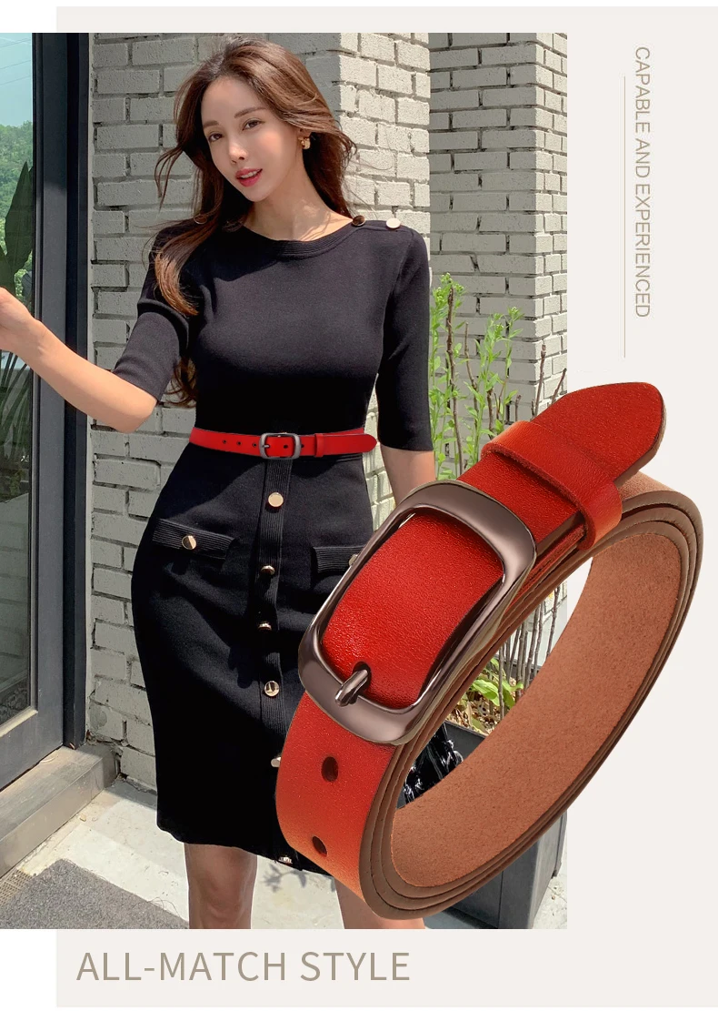 DINISITON New Women Genuine Leather Belt For Female Strap Casual All-match Ladies Adjustable Belts Designer High Quality Brand plus size belts