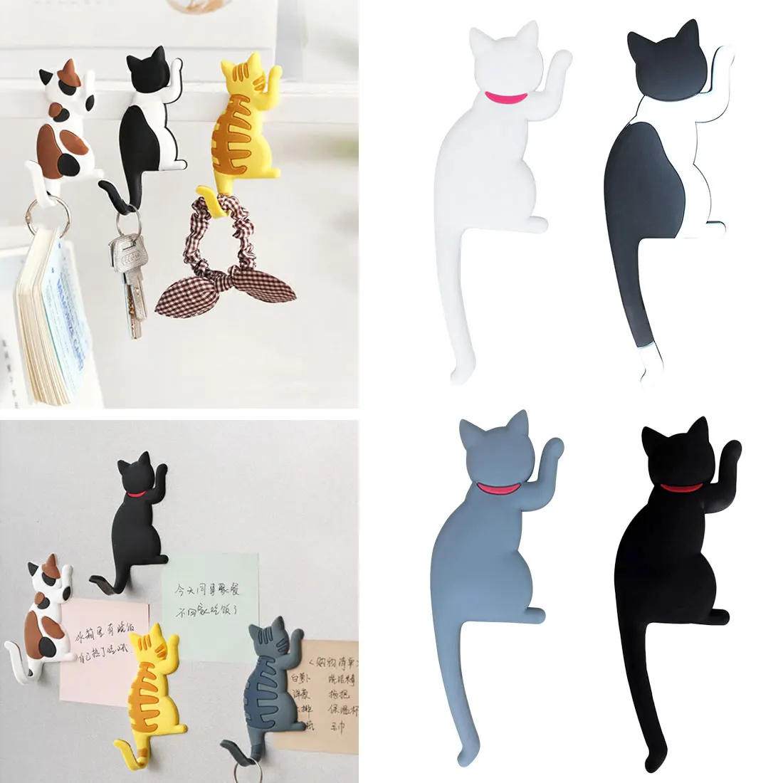 

Multifunctional Cartoon Cat Fridge Magnet Hook Refrigerator Sticker Creative Hooks For Light Gadget Home Decorations