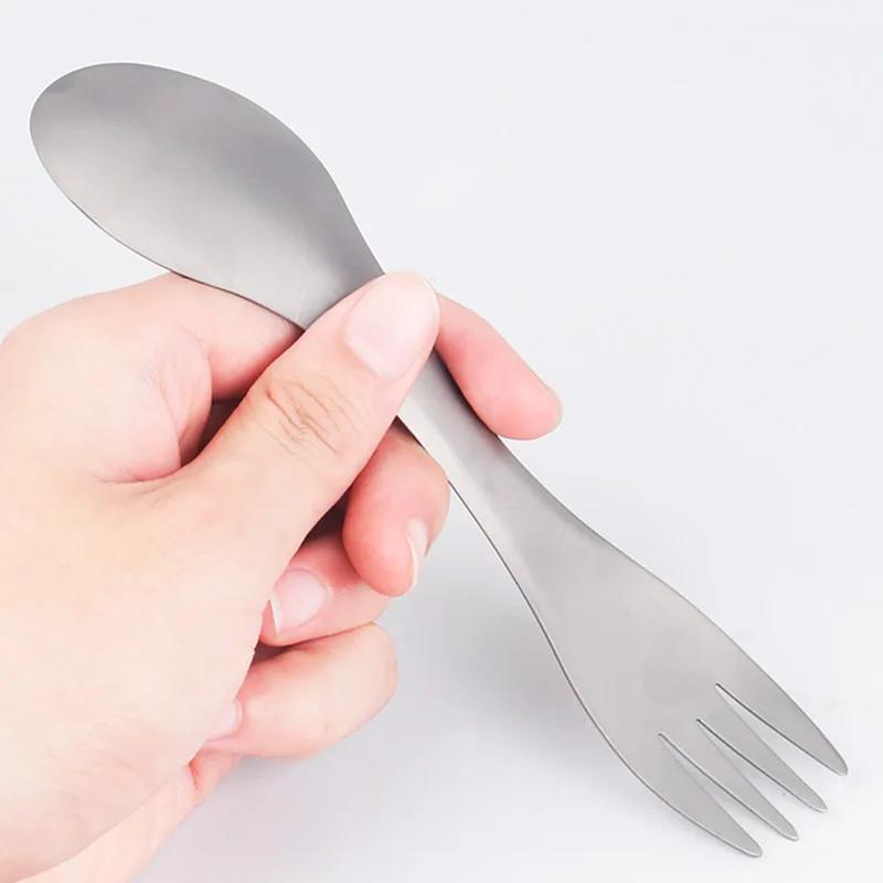 Deemount cuchara tenedor 2 en 1 ultraligero 18 gramos de aleación de titanio vajilla para el ciclismo al aire libre Camping Picnic Catering cena servicio