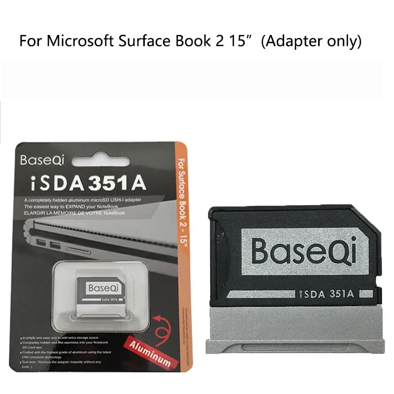 BASEQI алюминиевый MicroSD адаптер 351A micro SD/TF NinjaDrive кардридер для ноутбука microsoft Surface Book 2 15"