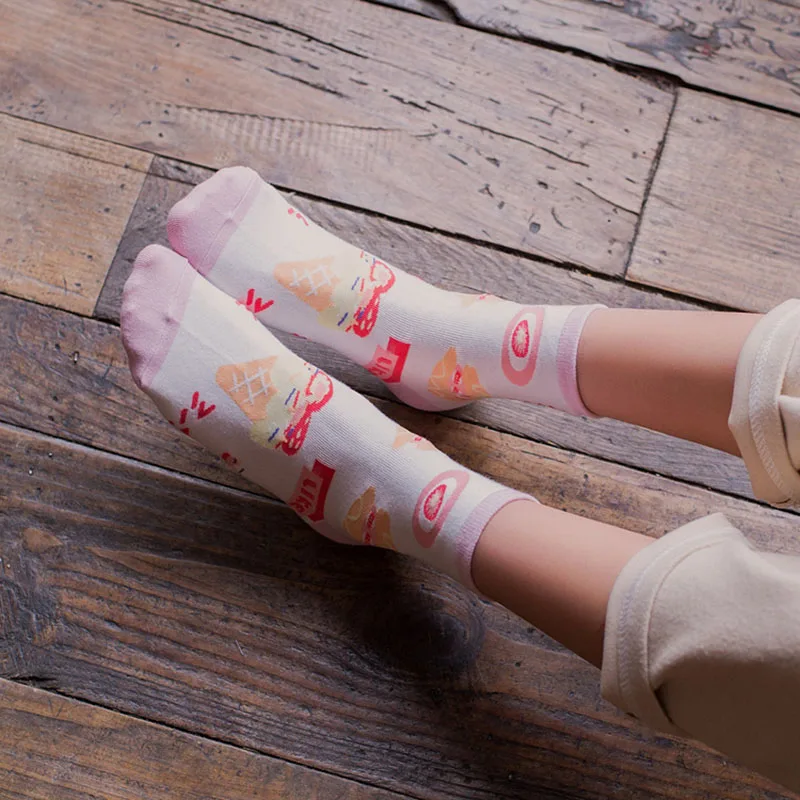 [COSPLACOOL]Harajuku Creative Japanese Funny Socks Strawberry Milk Breakfast Socks Women Cartoon Animal Warm Calcetines Mujer
