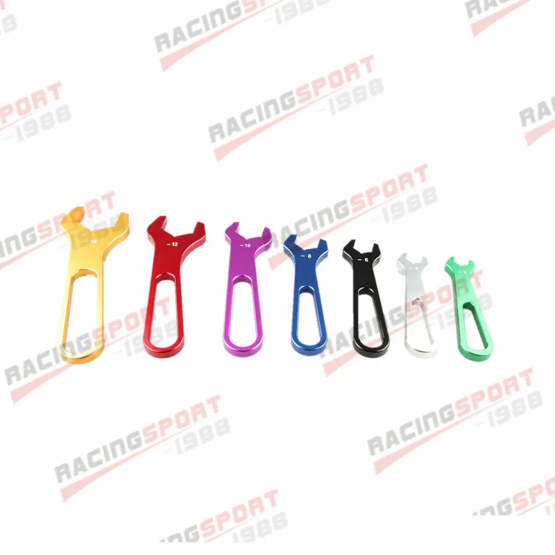 

US AN3 AN4 AN6 AN8 AN10 12 16 Aluminum Wrench Set Single End Spanner Kit 7PC