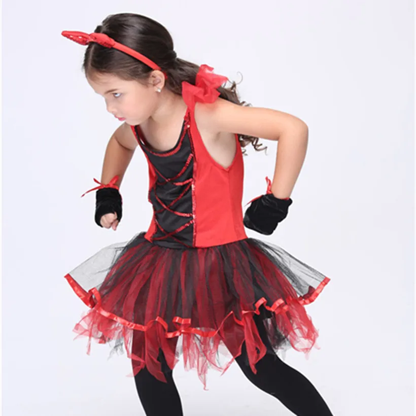 COULHUNT 2017 Devil Halloween Costumes Red Cat Girls Tutu Cosplay Fancy