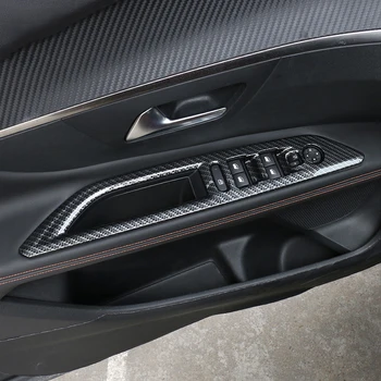 

ABS Carbon fibre Door Handle Bowl Cover Interior Decoration Trim For PEUGEOT 3008 GT 4008 5008 Car Accessories Styling 2017 2018