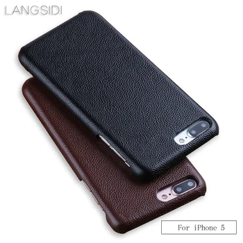 

Luxury For iPhone 5 case handmade Luxury Genuine Leather small litchi texture back cover