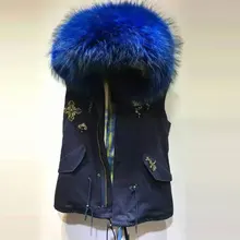 Новое поступление, меховая оторочка, больше цветов, ассортимент, синий, желтый, натуральный толстый мех, подкладка, большой енотовый воротник, жилет без рукавов, куртка