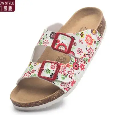 Летние пробковые сандалии с граффити; женские разноцветные Вьетнамки; обувь на День Валентина; zapatos mujer sandalias; пляжные шлепанцы; большие размеры; 45c463 - Цвет: taiyanghua