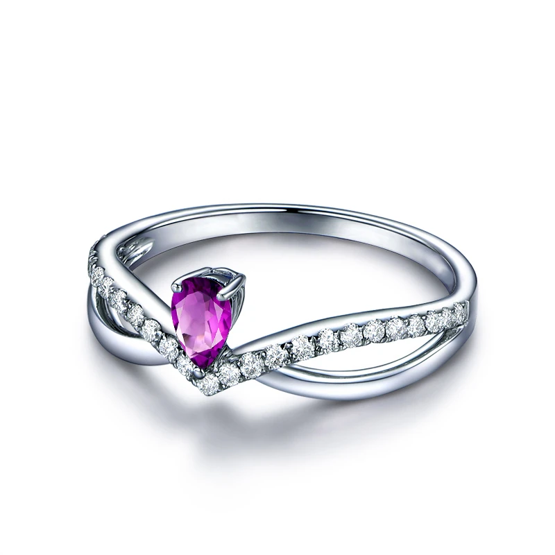 AINUOSHI Природный аметист Корона кольцо 1.25ct грушевидной огранки драгоценных камней Обручение вечерние Для женщин Jewelry 925 пробы серебро слеза кольцо