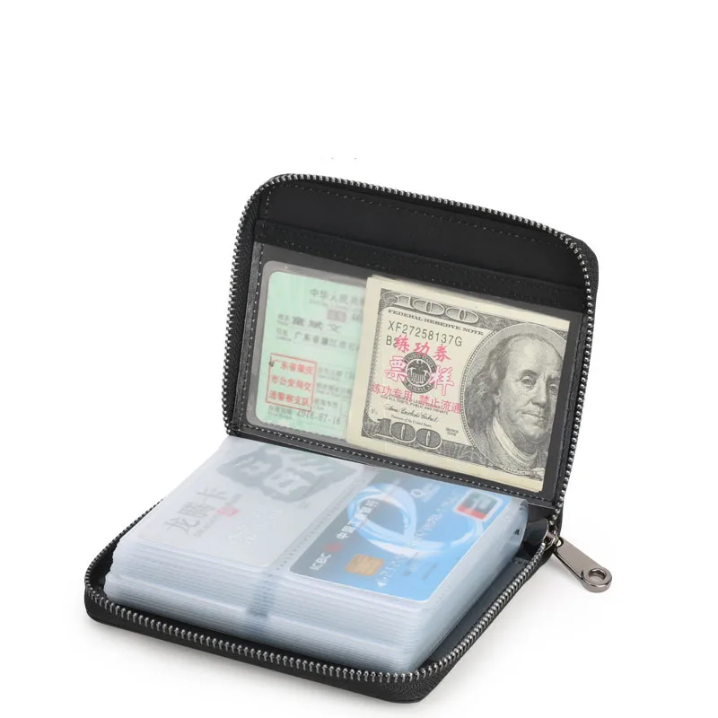 

2019 Genuine Leather Black Blue Brown Women id card holder Cover Coin wallet 40 slots Men Business Credit Card Holder Case