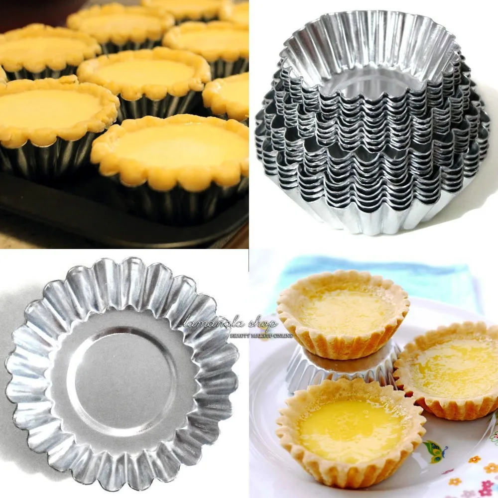 

20pcs Egg Tart Amico Silver Tone cake Cupcake Liner Baking Cup Mold Muffin Round Cup Cake Tool Bakeware Baking Pastry Tool 53012