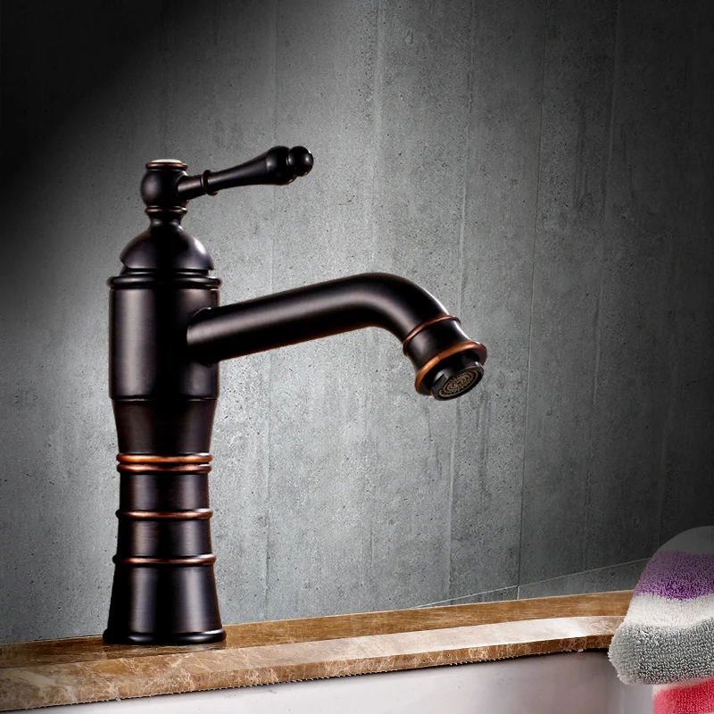 

European Style Black Antique American Water Faucet All Copper Toilet Cold Hot Wash Basin Tap Basin Faucets Black Copper Bathroom