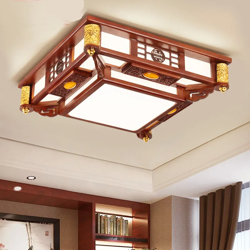 

ceiling lamp living room solid wood rectangular Chinese style bedroom restaurant atmosphere antique ceiling light wl4231523