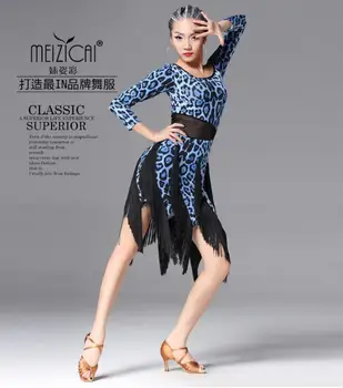 

Latin tassel dress Blue Leopard Tassel