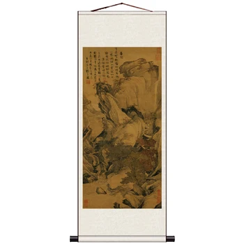

Tang Bohu Tangyin Landscape Figure Painting Scroll Ancient Calligraphy Decorative Silk Painting