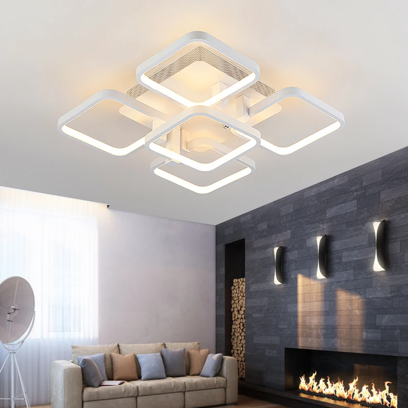

Square Circel Rings Ceiling Lights For Living Room Bedroom Home AC85-265V Modern Led Ceiling Lamp Fixtures lustre plafonnier
