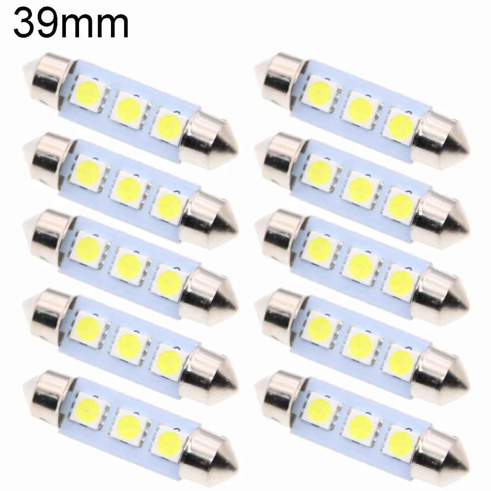 10 шт. 31 мм 36 мм 39 мм 41 мм 12 В C5W холодный белый 3 светодиодный фестон SMD Интерьер купольный светильник лампа для Carng